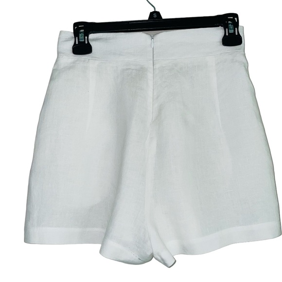 RUMER the Label LouLou High Waisted 100% Linen White Shorts Pockets Size 4 - Picture 4 of 13